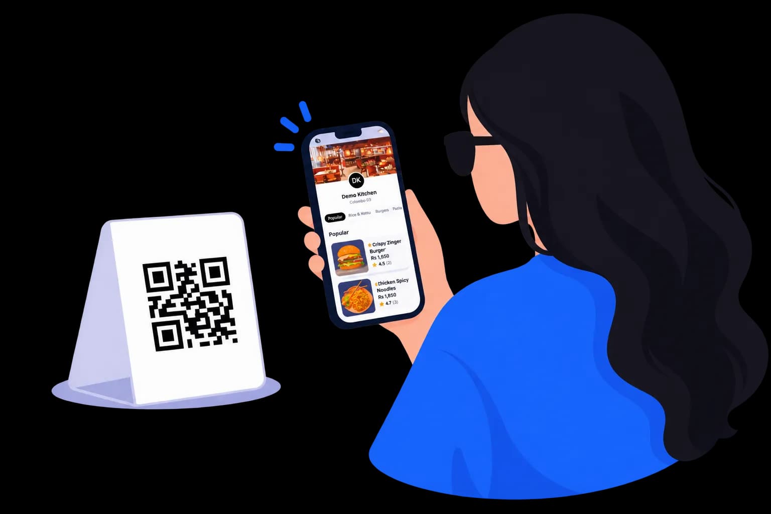 A guest scanning a ScanMe restaurant code with their phone